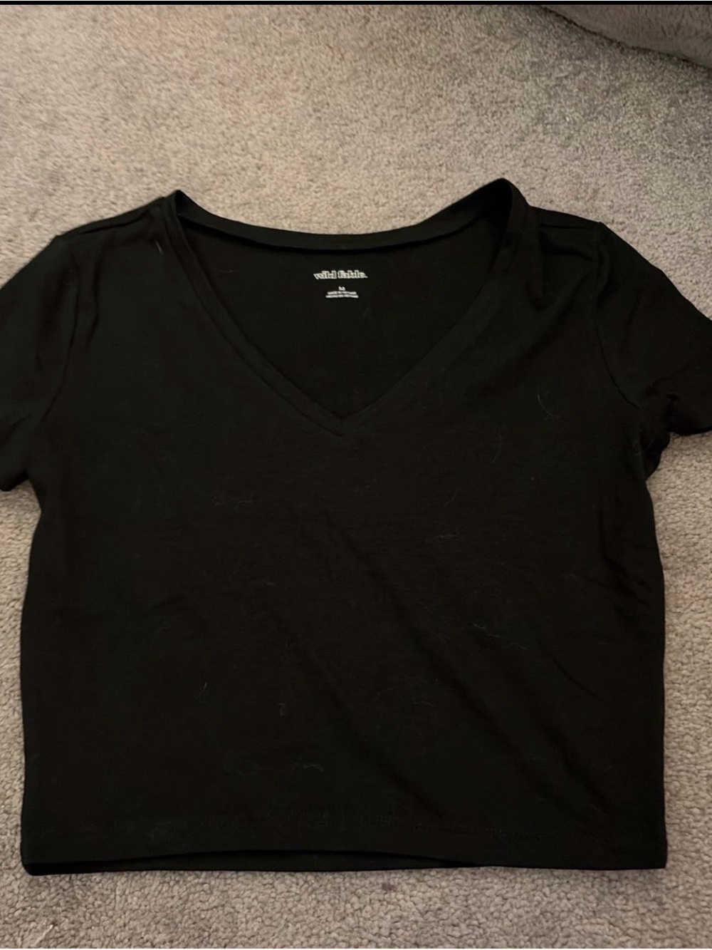 wild fable black V-neck cropped tee